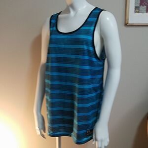 Under Armour Blue & Black Striped Tank Top (M)